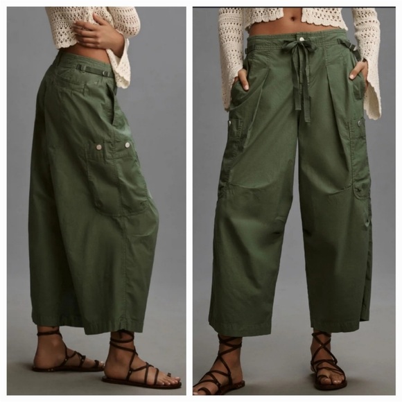 Anthropologie✖️Pilcro Slouchy Fit Surplus Pants Cargo Wide Leg Cropped Pants - Picture 2 of 16